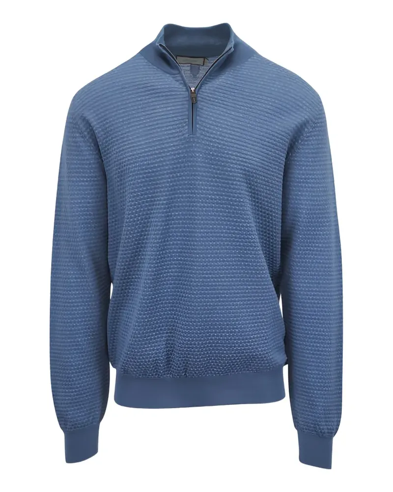 Canali textured zip sweater - Blau Blau