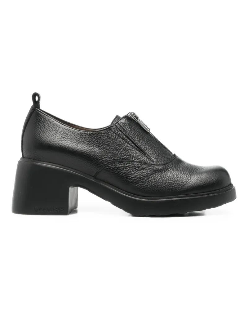 Wonders zip-front grained leather pumps - Schwarz Schwarz