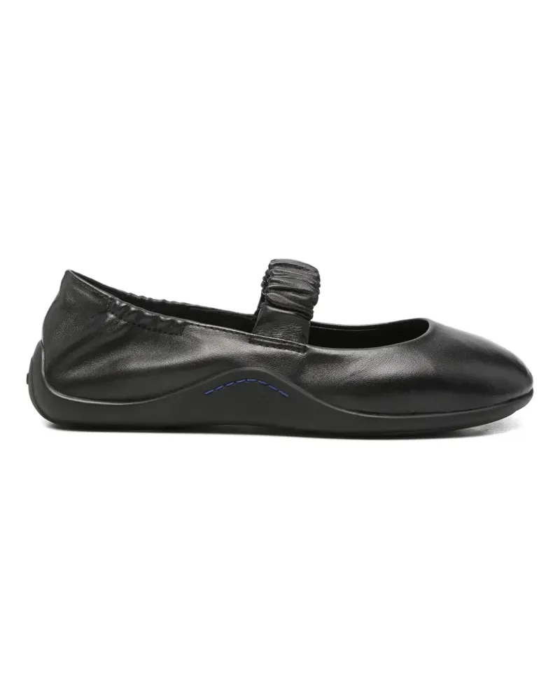 ash ruched-strap leather ballet flats - Schwarz Schwarz