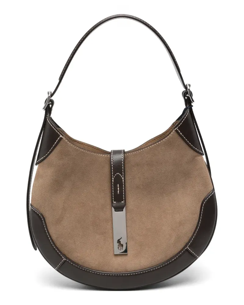 Ralph Lauren Polo ID panelled suede shoulder bag - Nude Nude