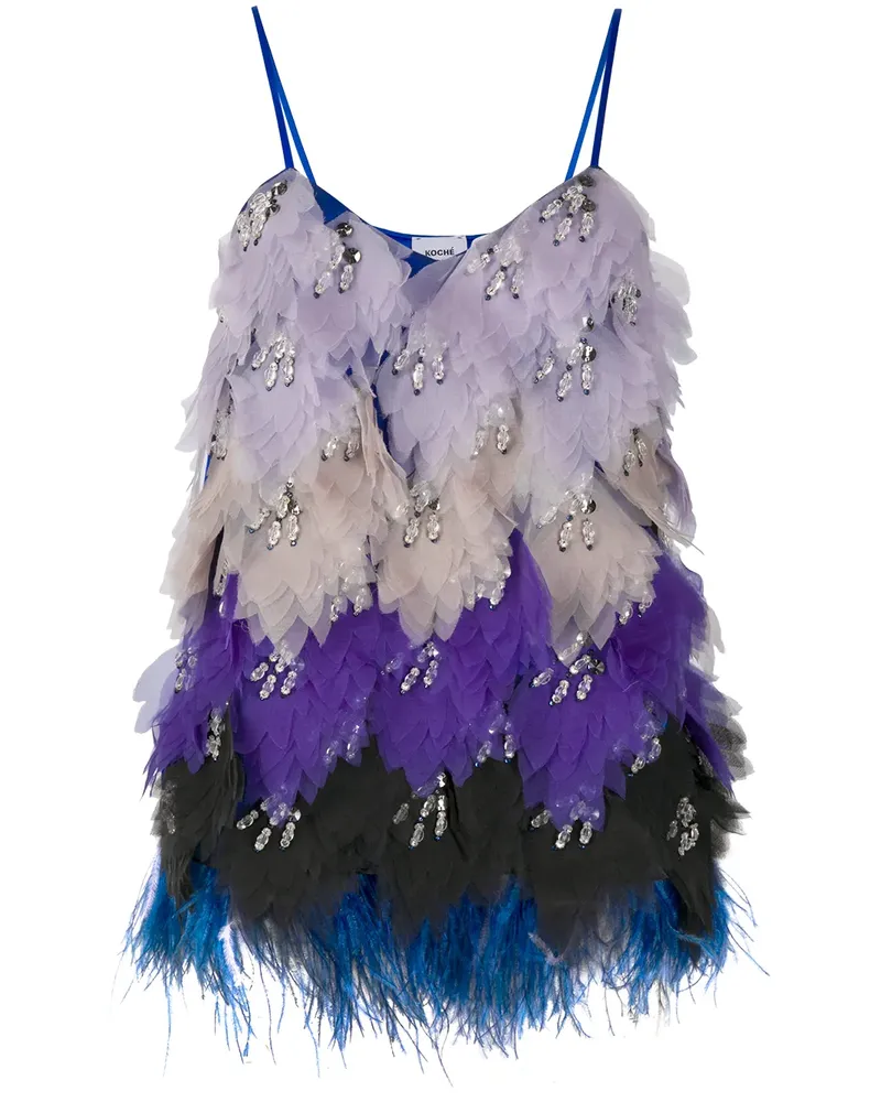 Emilio Pucci Top mit Federn - Blau Blau