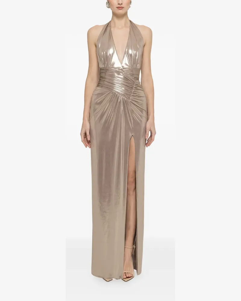 NISSA backless split maxi dress - Nude Nude