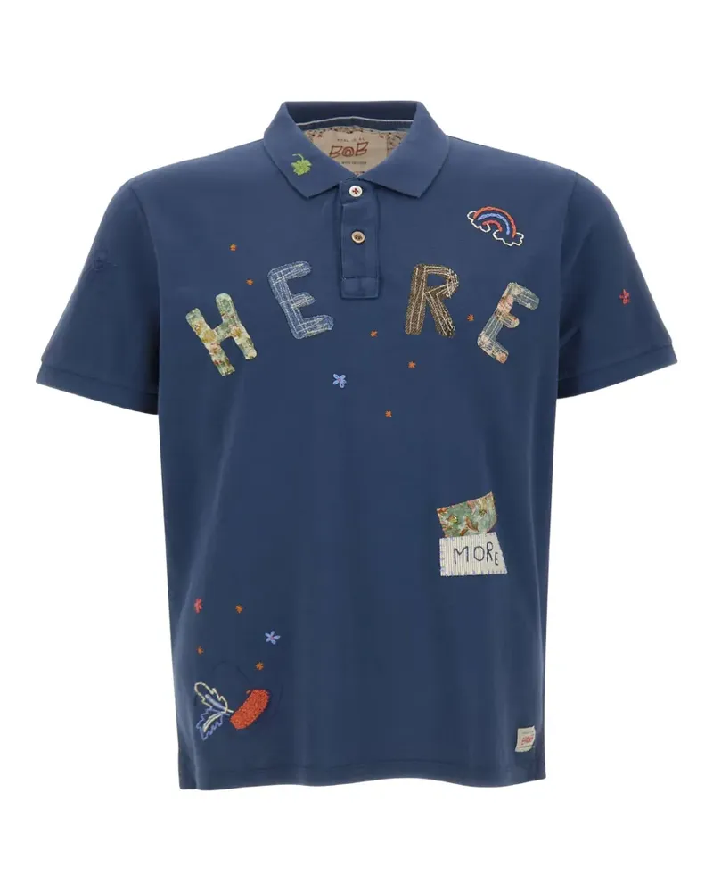 BOB appliqué-detailed embroidered polo shirt - Blau Blau