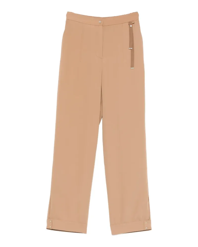 Herno grosgrain-detail slit-hem trousers - Nude Nude