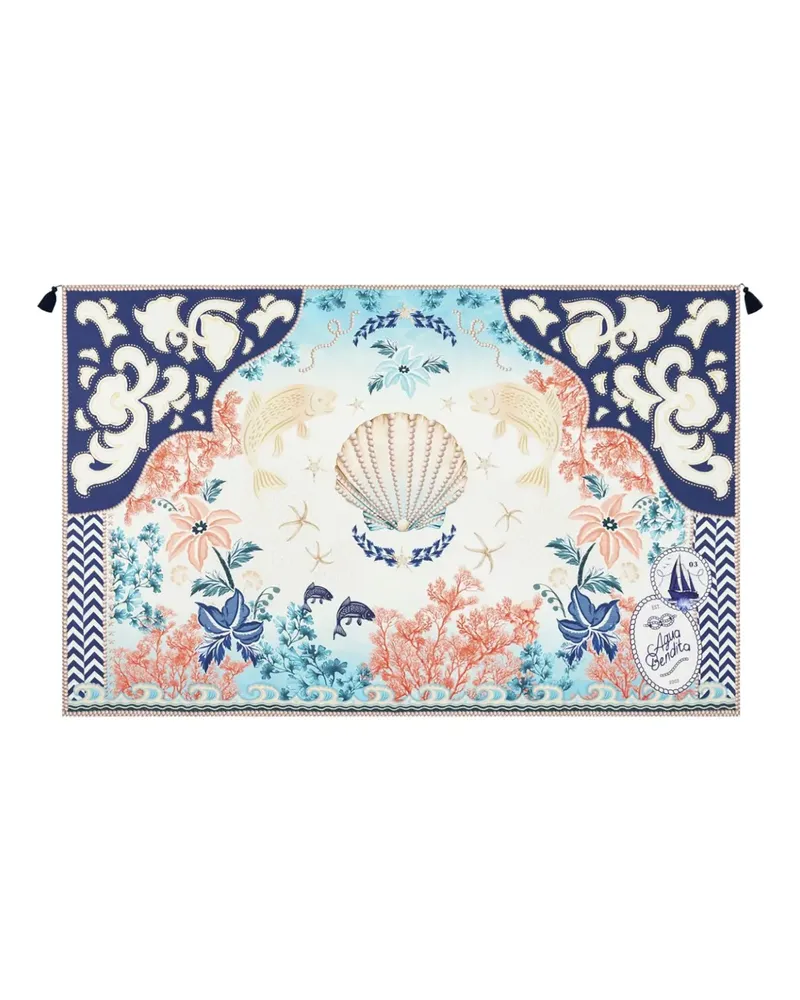AGUA BENDITA Sarong mit Muschel-Print - Blau Blau