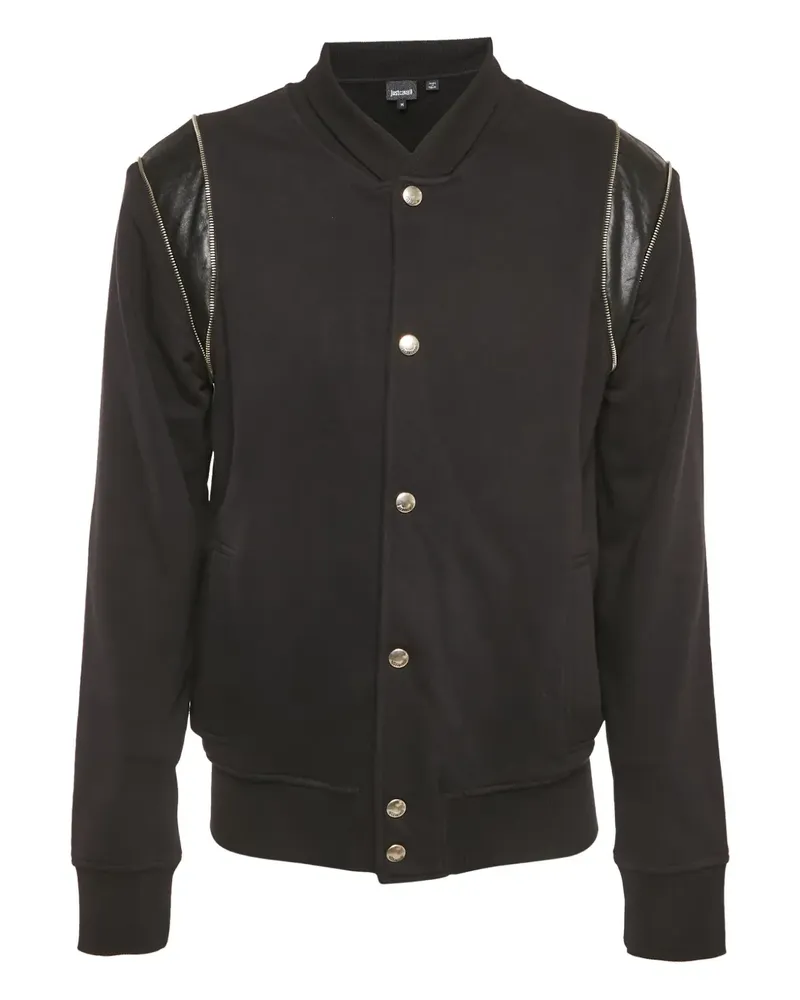 Just Cavalli Langärmelige Bomberjacke aus Faux-Leder - Schwarz Schwarz