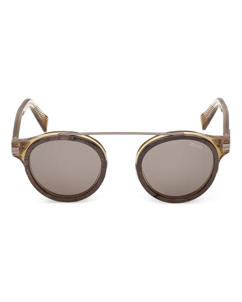 Ermenegildo Zegna Sonnenbrille mit rundem Gestell - Braun Braun