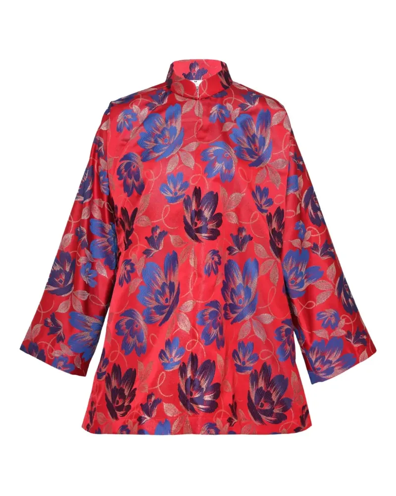 Comme des Garçons floral-jacquard mandarin-collar jacket - Rot Rot