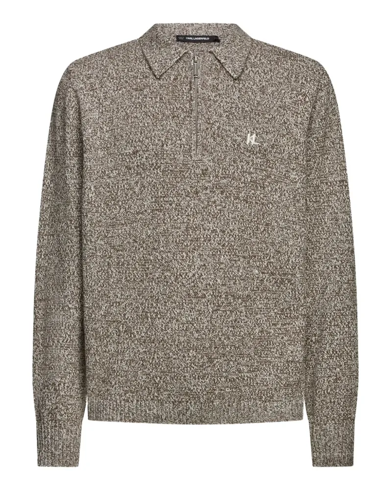 Karl Lagerfeld Langärmeliges Poloshirt mit Reißverschluss - Braun Braun
