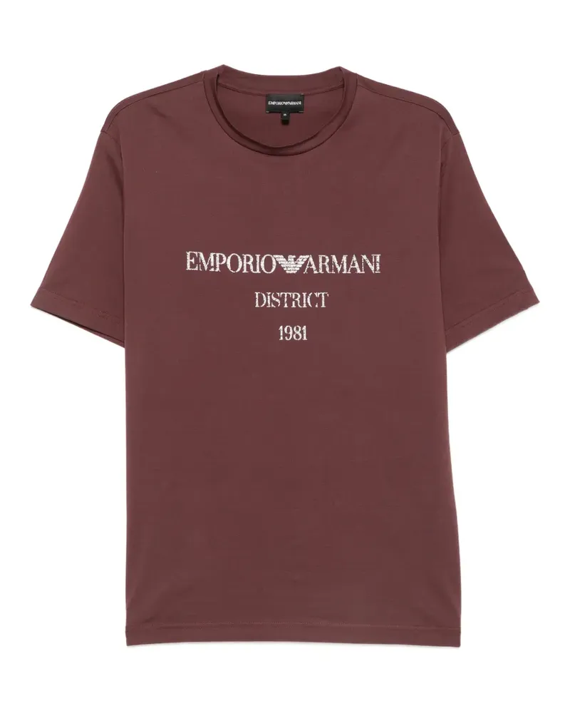 Emporio Armani Kurzärmeliges T-Shirt mit Logo-Print - Rot Rot