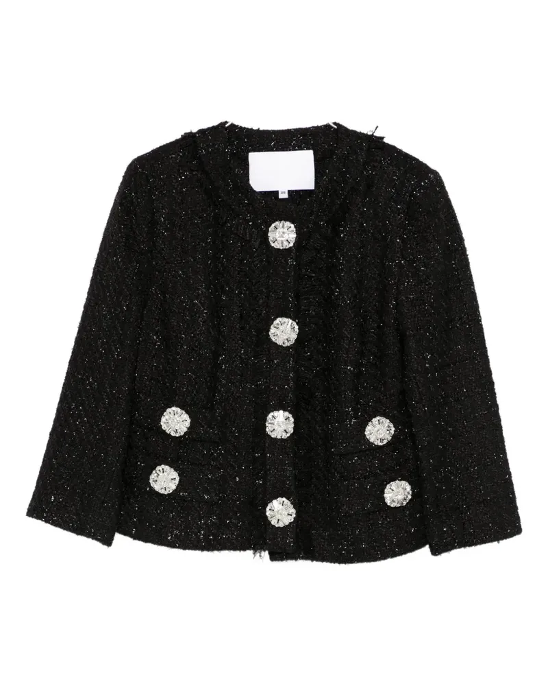 COSTARELLOS Macie cropped tweed jacket - Schwarz Schwarz