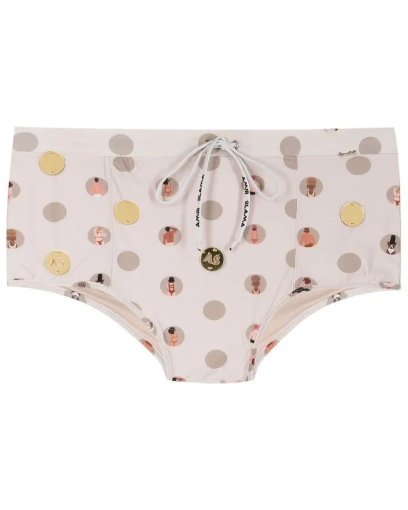 Amir Slama Badehose mit grafischem Print - Nude Nude