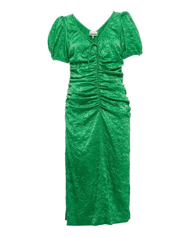 Ganni ruched crinkled midi dress - Grün Grün