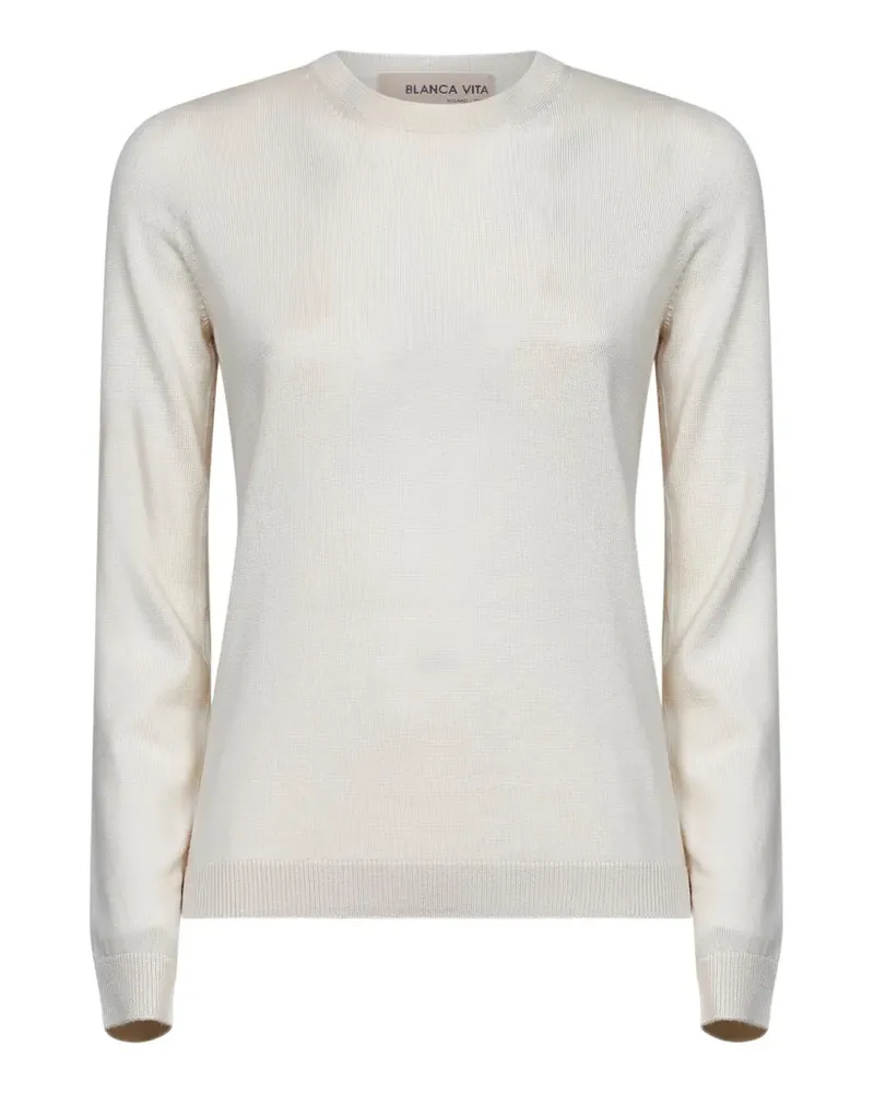 Blanca ribbed-trim fine-knit top - Nude Nude