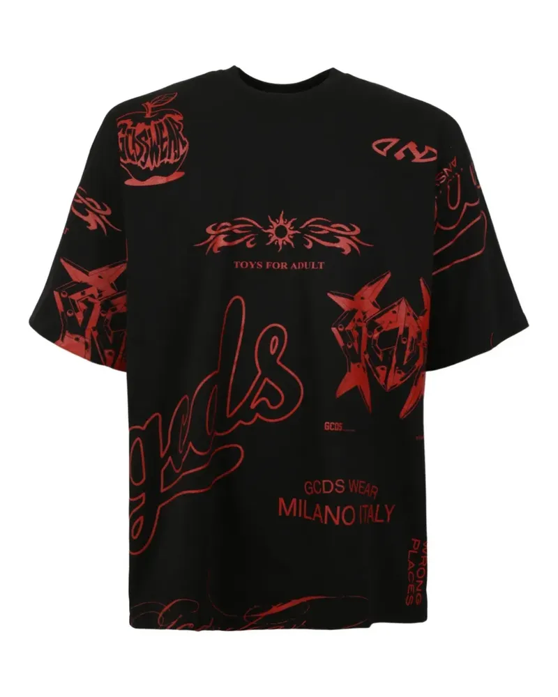 GCDS graphic-print T-shirt - Schwarz Schwarz