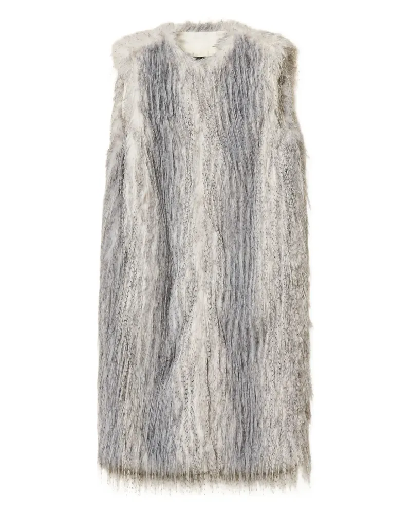 Twin-Set Ärmelloser Mantel aus Faux Fur - Weiß Weiß