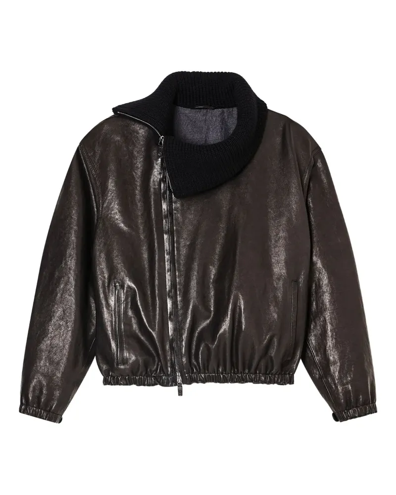 Giorgio Armani Klassische Lederjacke - Schwarz Schwarz
