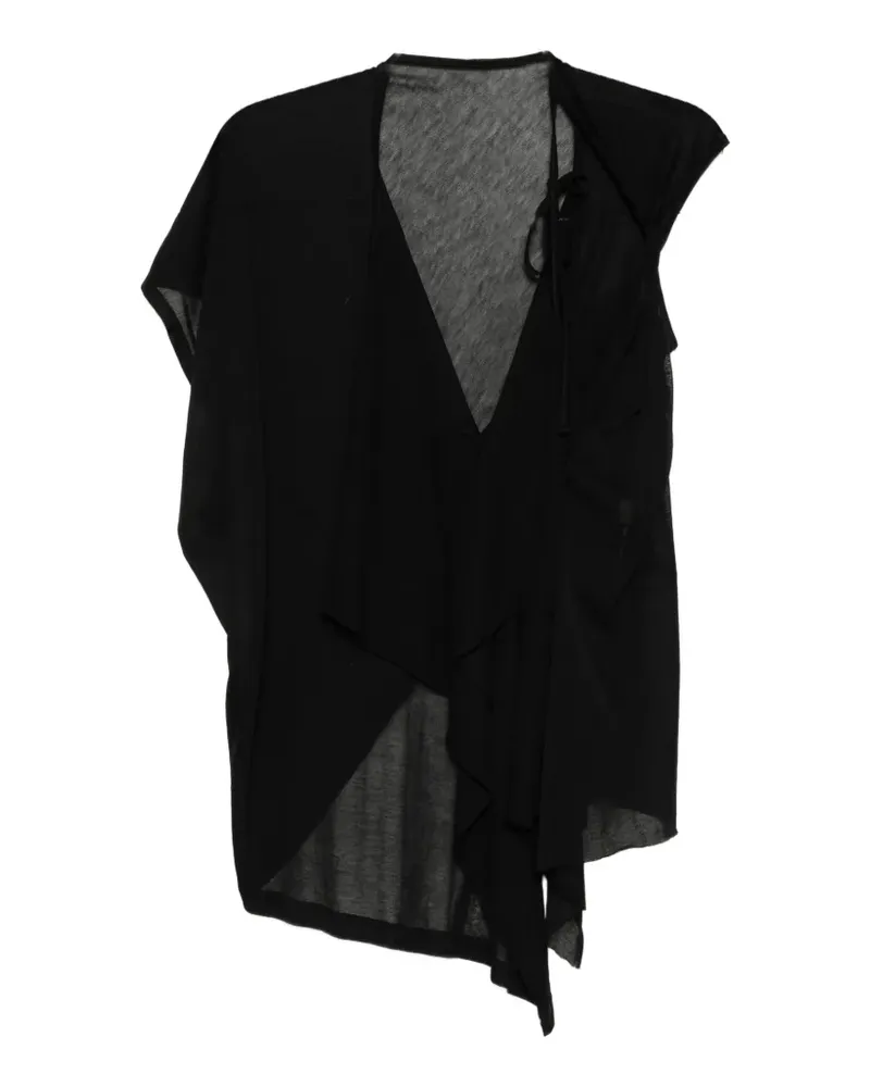 Yohji Yamamoto asymmetric draped top - Schwarz Schwarz