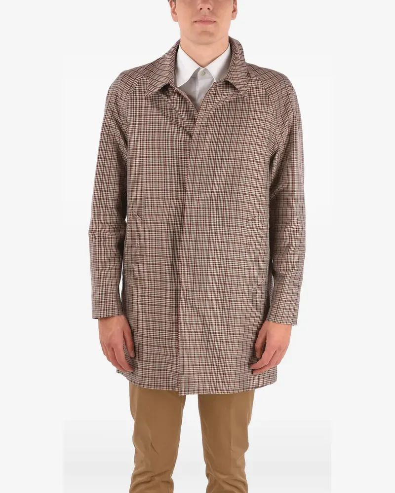Corneliani checked-pattern single-breasted coat - Braun Braun