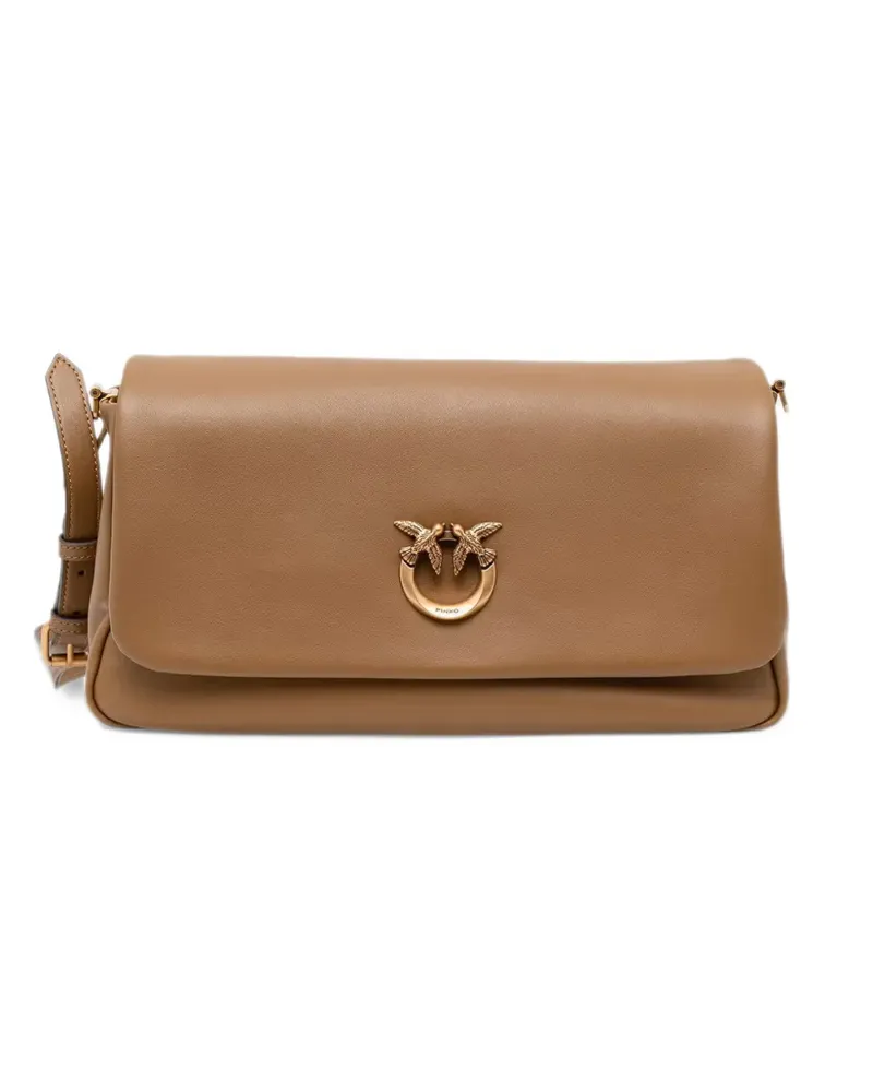 Pinko Mittelgroße Love Click Soft Horizontal Handle Umhängetasche aus Leder - Braun Braun