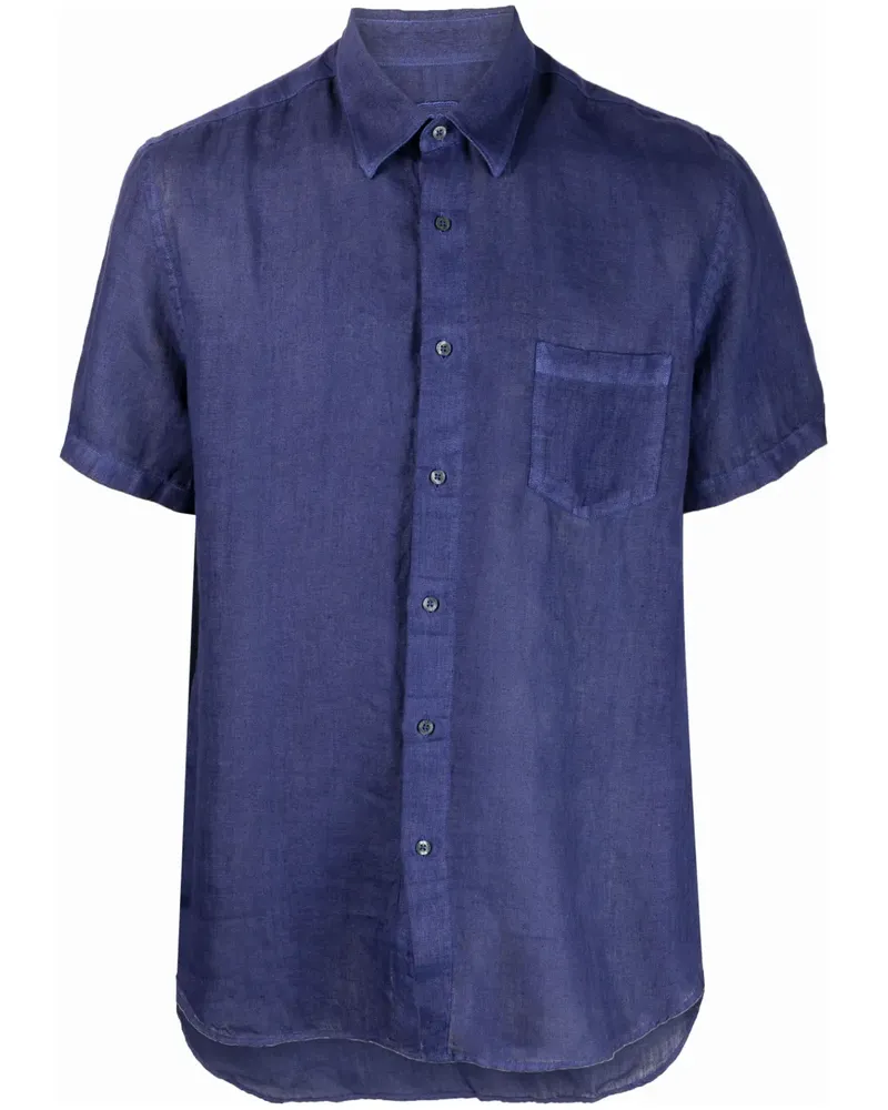 120% Lino Hemd aus Leinen mit Slub-Textur - Blau Blau