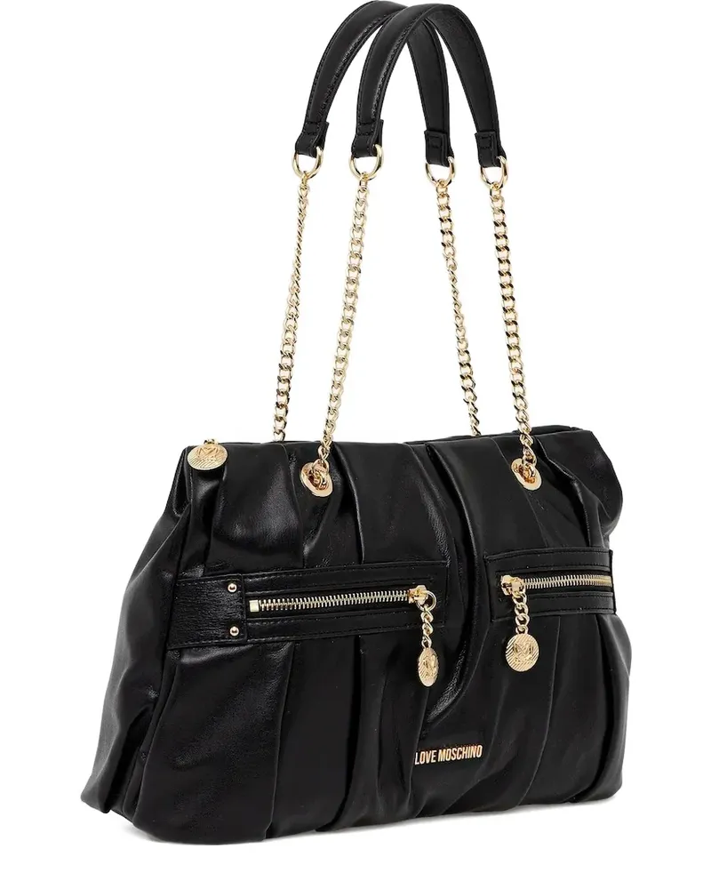 Moschino Tote Bag mit Falten - Schwarz Schwarz