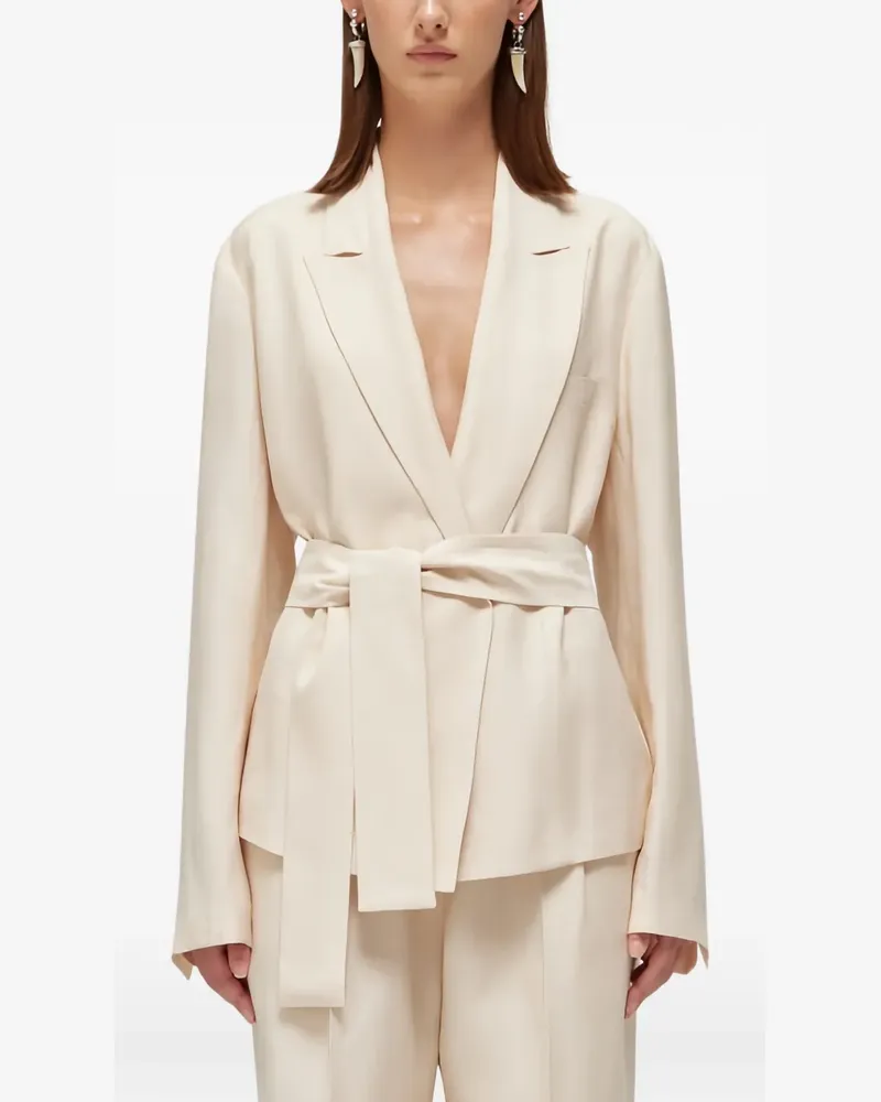 Blumarine belted wrap-front blazer - Nude Nude