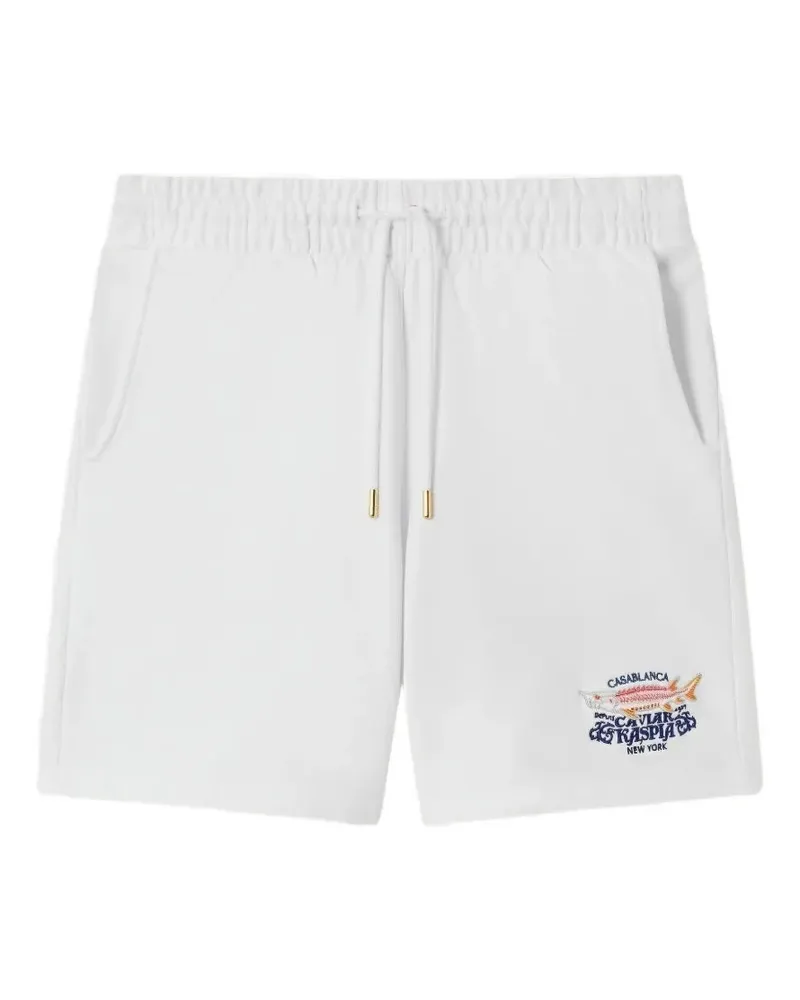 Casablanca Paris x Casa Kaspia New York embroidered drawstring shorts - Weiß Weiß