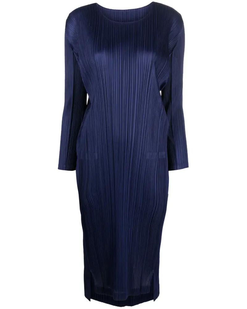 Issey Miyake Plissiertes Midikleid - Blau Blau