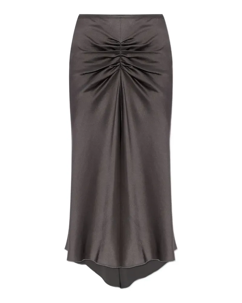 Victoria Beckham ruched satin-finish midi skirt - Grau Grau