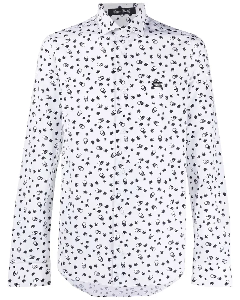 Philipp Plein Hemd mit Totenkopf-Print - Weiß Weiß