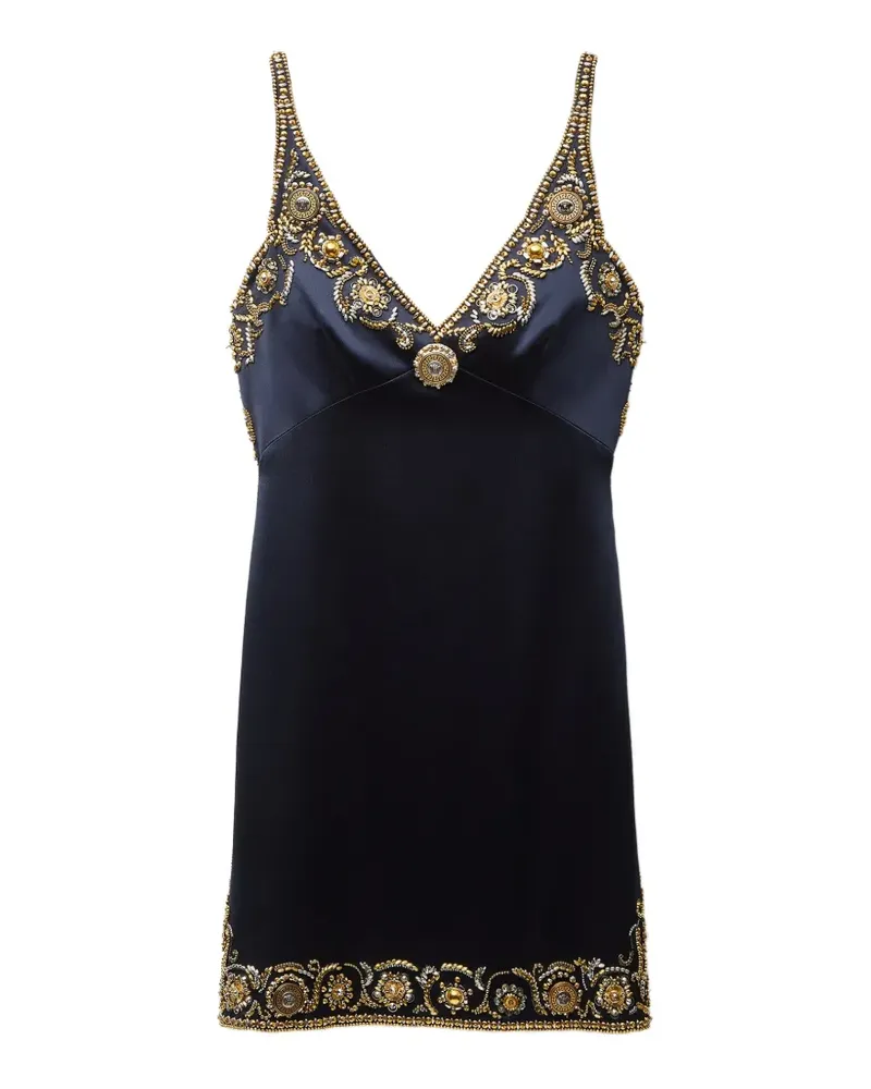 Versace Besticktes Cady Minikleid aus Satin - Schwarz Schwarz