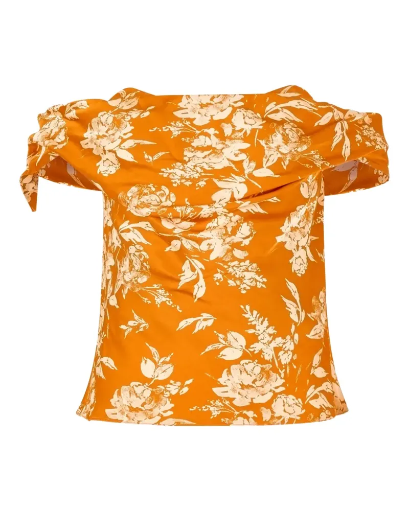 Rosie Assoulin Can't Bare It off-shoulder printed top - Orange Orange