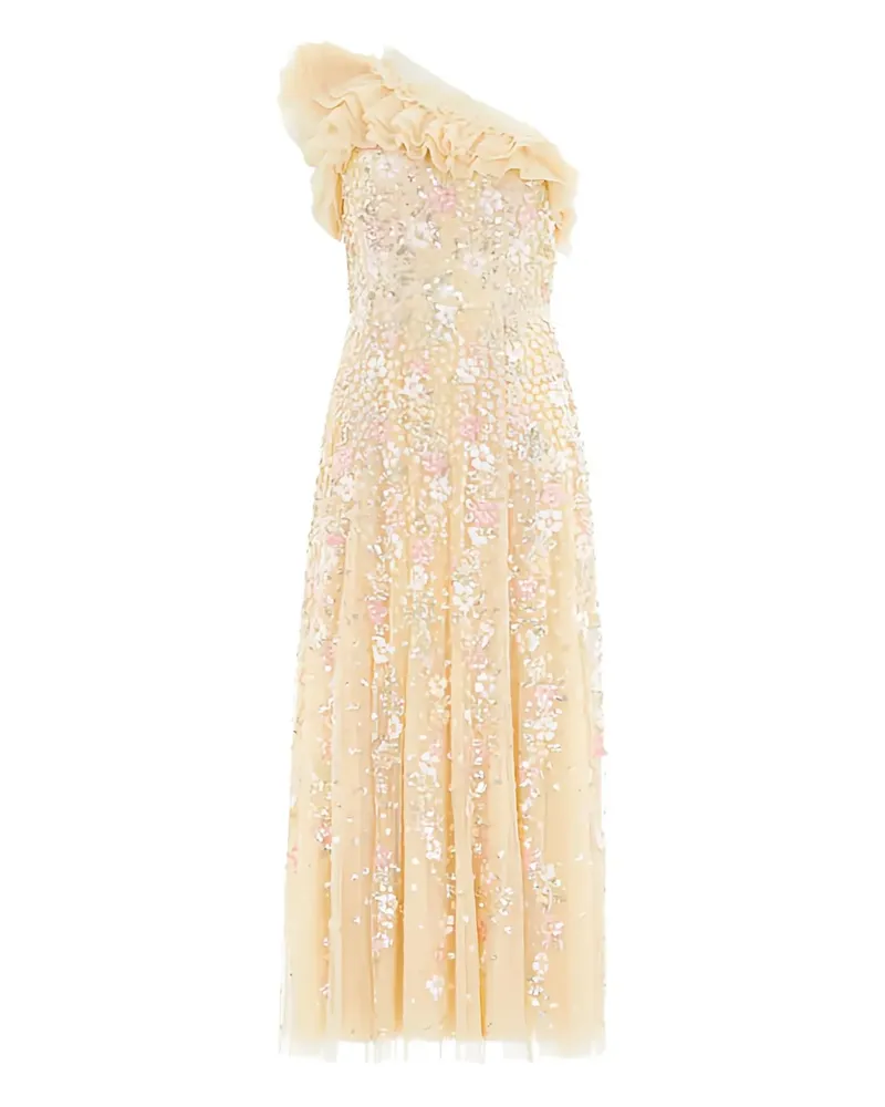 Needle & Thread Gerüschtes Confetti Kleid mit Pailletten - Nude Nude