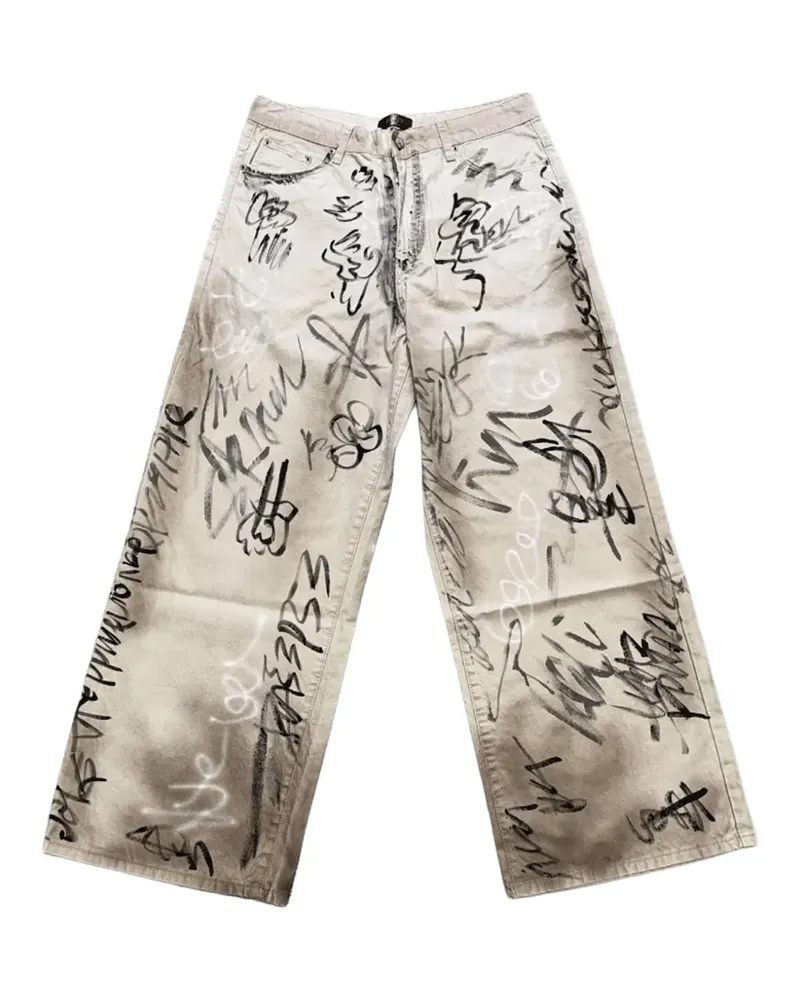 STADIUM GOODS Distressed-Jeans mit Graffiti-Print - Nude Nude