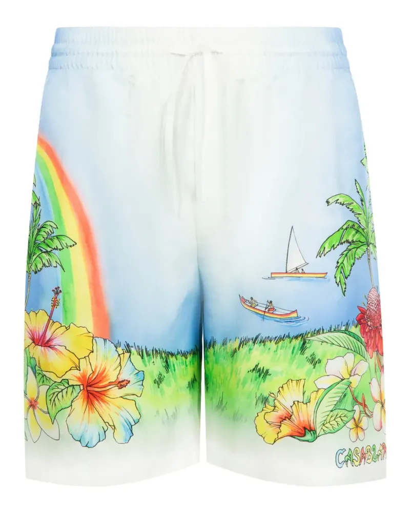 Casablanca Paris Aloha-print silk swim shorts - Blau Blau