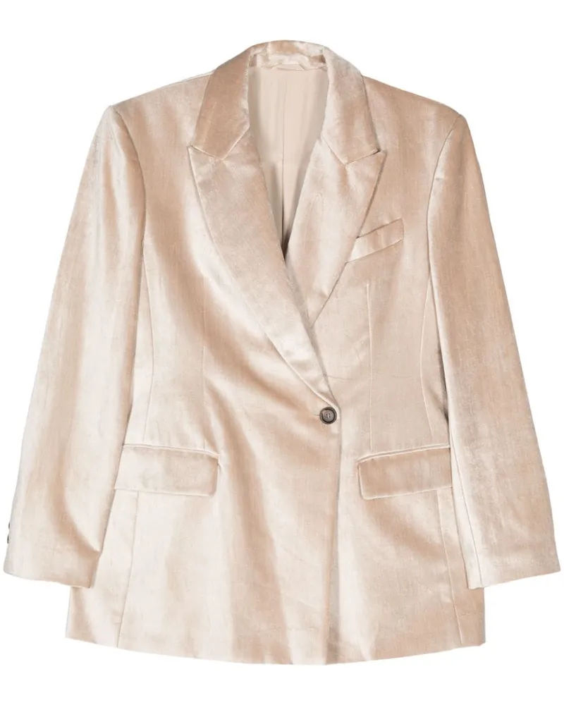 Brunello Cucinelli Samtblazer mit Monili-Detail - Nude Nude