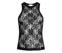 Spitzentop mit Blumenmuster - Schwarz