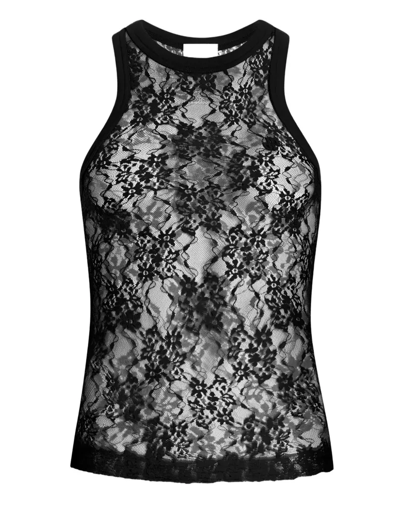 Patou Spitzentop mit Blumenmuster - Schwarz Schwarz