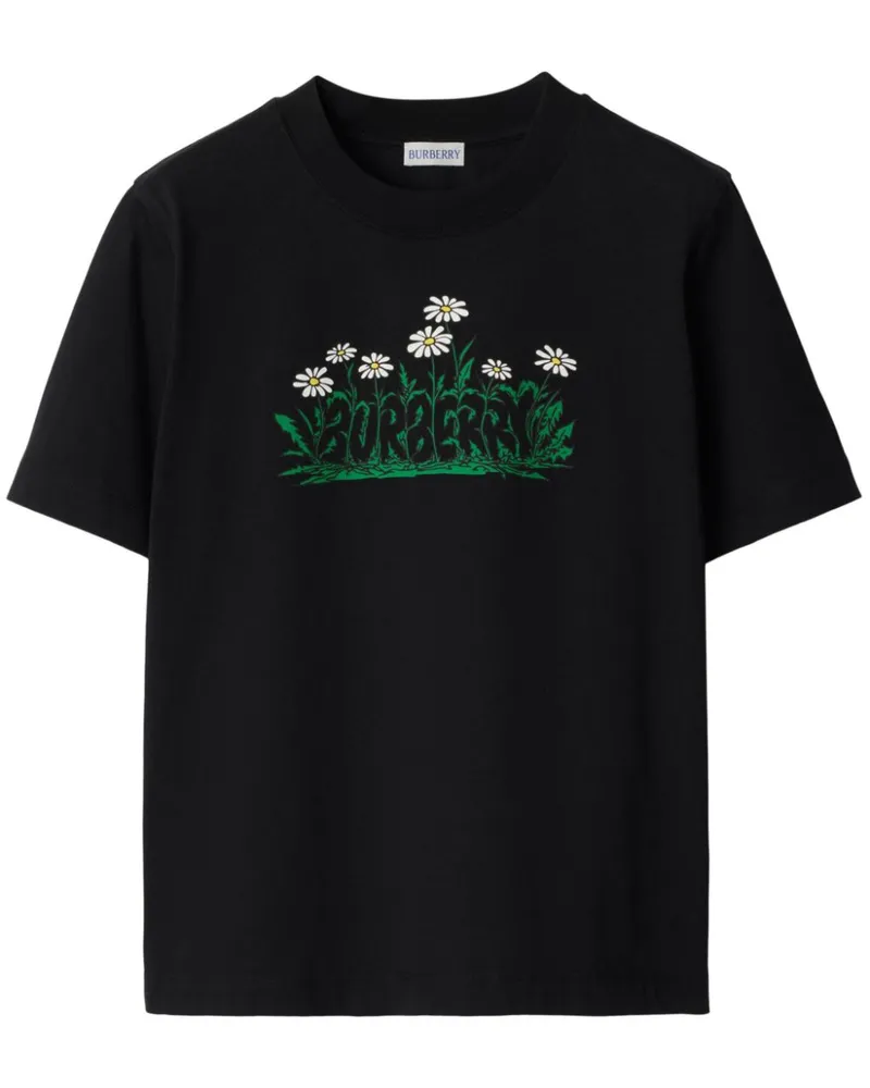 Burberry T-Shirt mit Margeriten-Logo - Schwarz Schwarz