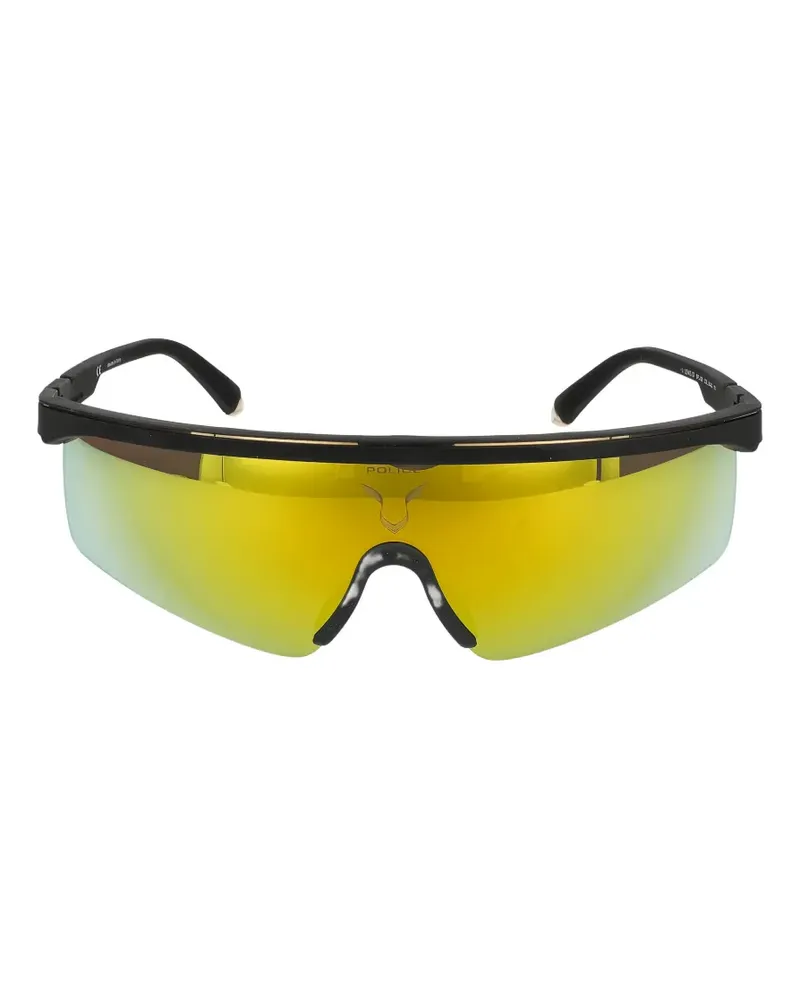 Police rubberised shield-frame sunglasses - Schwarz Schwarz