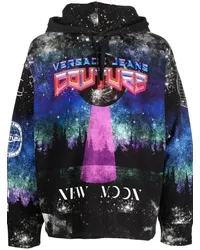 Versace Jeans Hoodie mit grafischem Print Schwarz