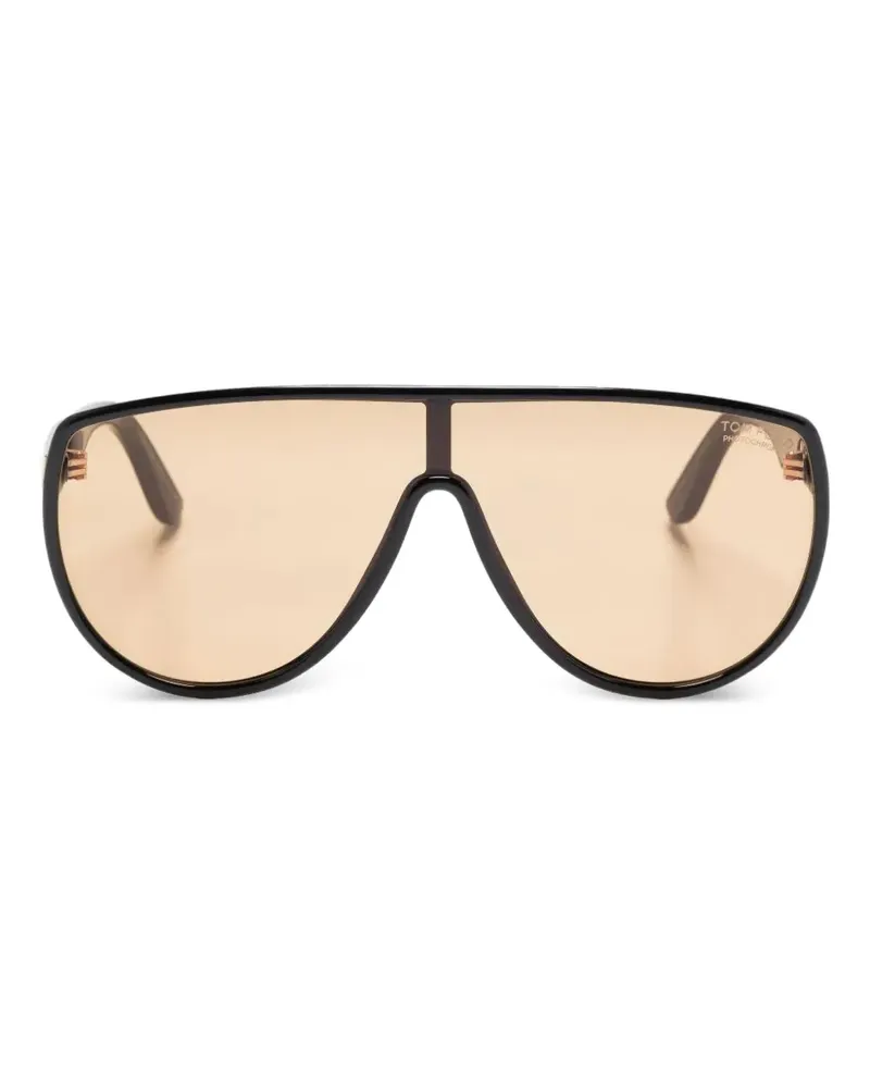 Tom Ford Achilles Sonnenbrille mit Shield-Gestell - Schwarz Schwarz
