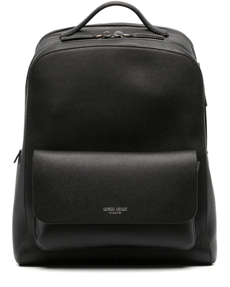 Giorgio Armani Rucksack aus Leder mit Logo - Schwarz Schwarz