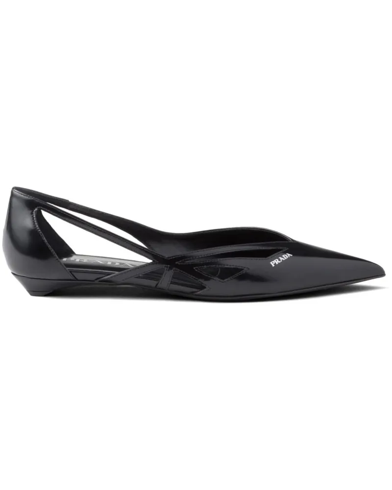 Prada Ballerinas mit Cut-Out - Schwarz Schwarz