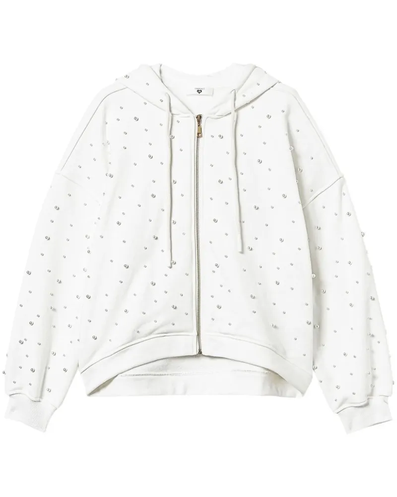 Twin-Set Hoodie mit Kunstperlen - Weiß Weiß