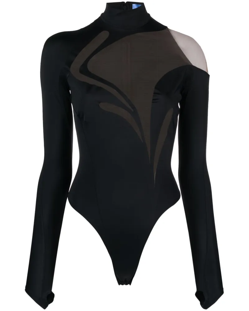 Thierry Mugler Body mit semi-transparentem Einsatz - Schwarz Schwarz