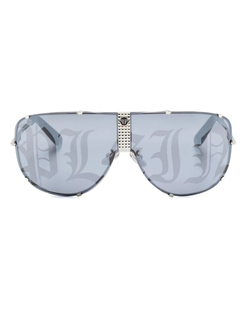 Philipp Plein Sonnenbrille mit Shield-Gestell - Silber Silber