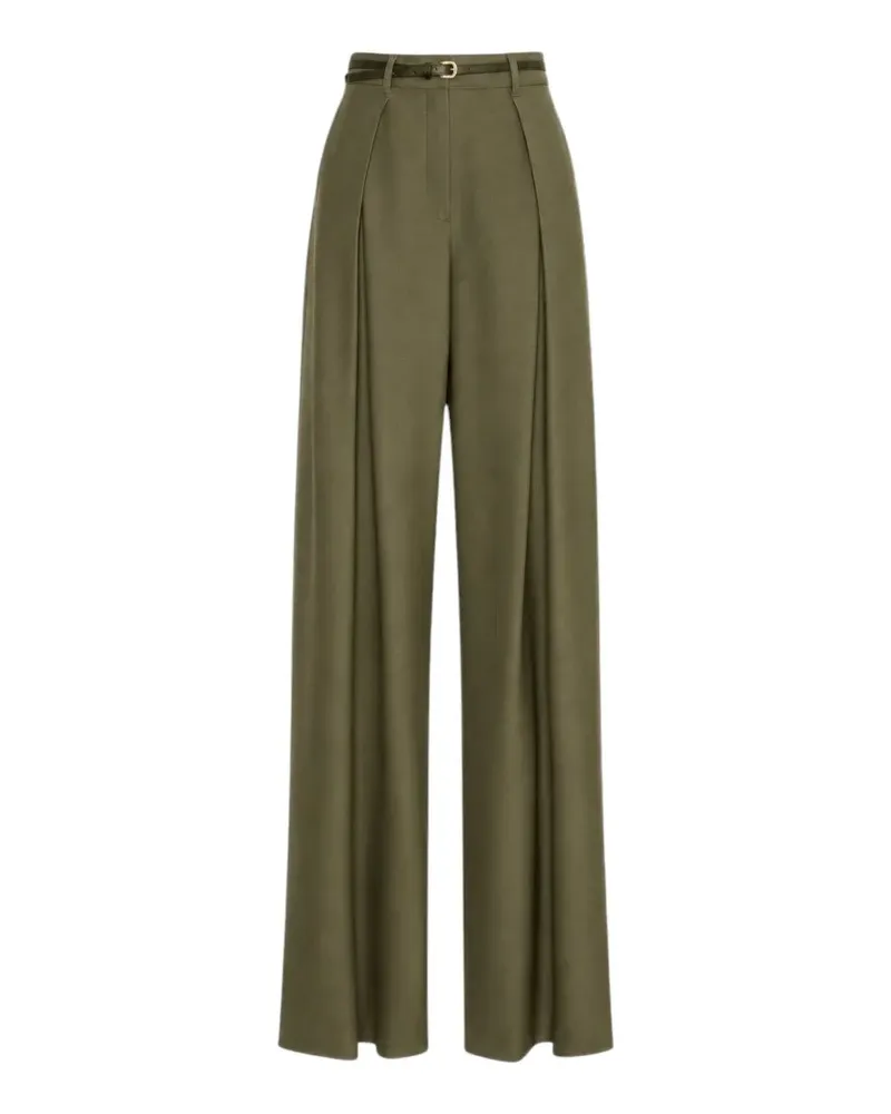Max Mara Weite Hose mit Gürtel - Grün Grün