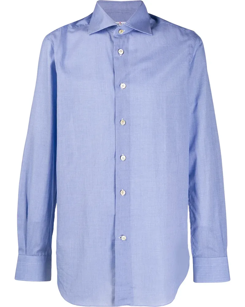 Kiton Hemd mit kleinem Karomuster - Blau Blau